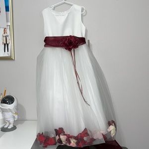 Floral Petal Sashed Ivory Dress